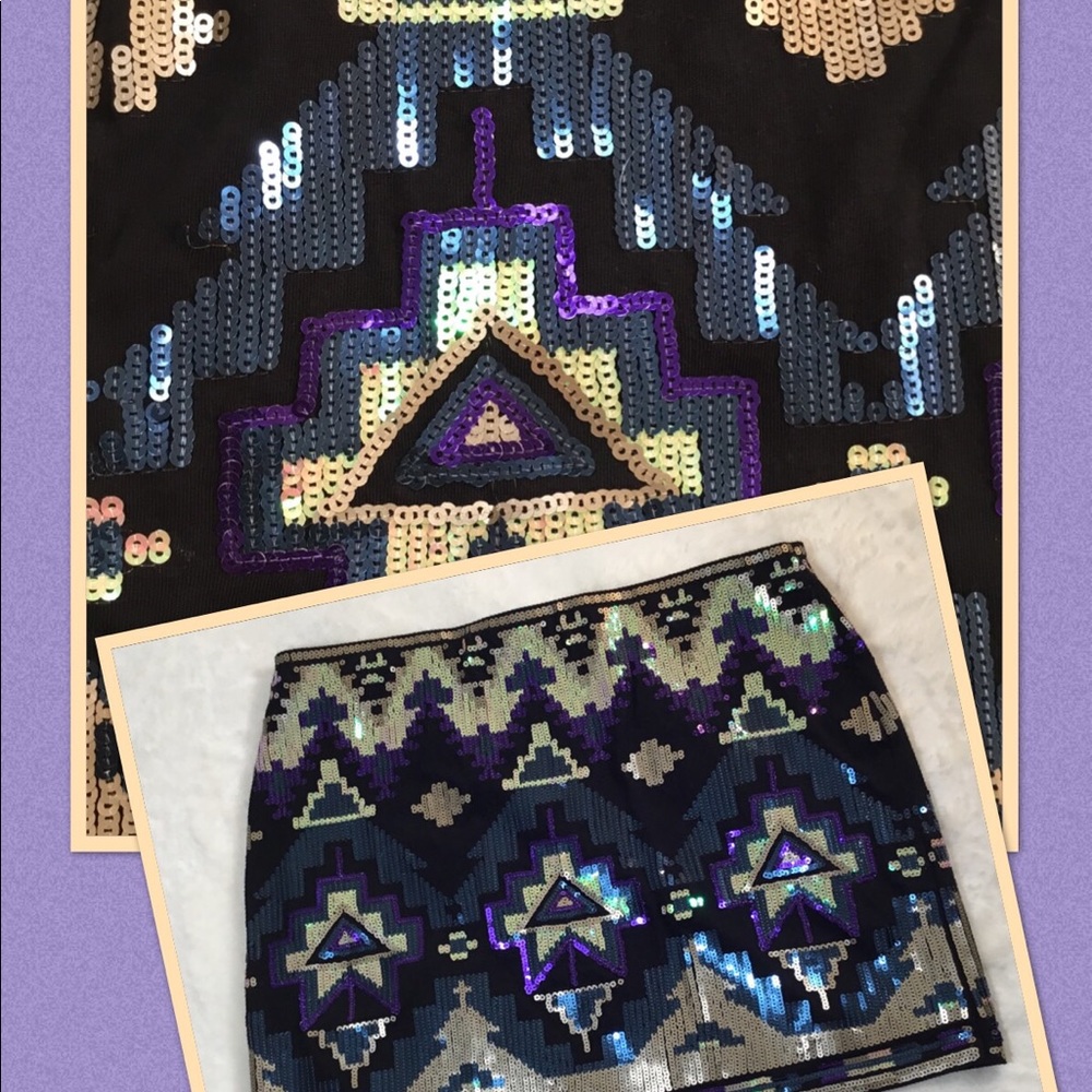 EXPRESS AZTEC SEQUIN MINI SKIRT BY EXPRESS  S